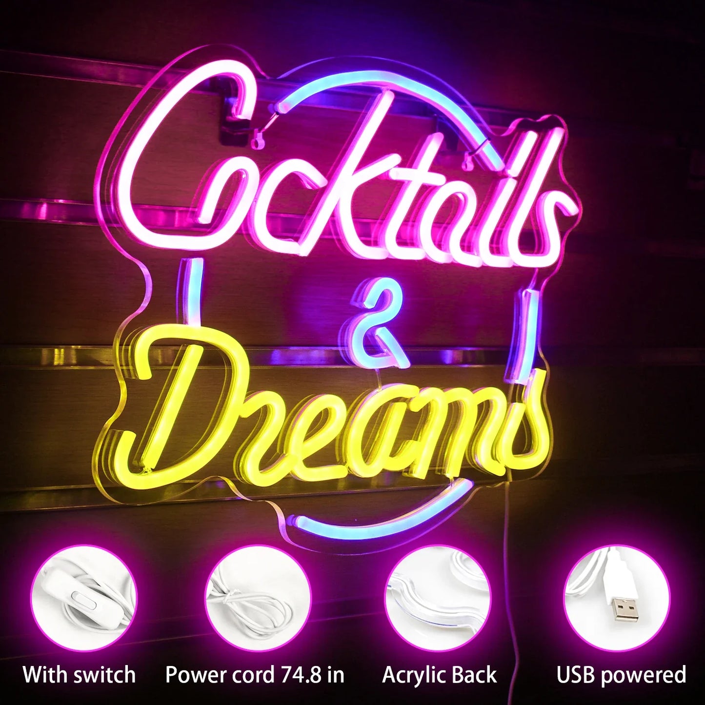 Cocktails & Dreams Neon Sign | Bar & Nightlife Collection