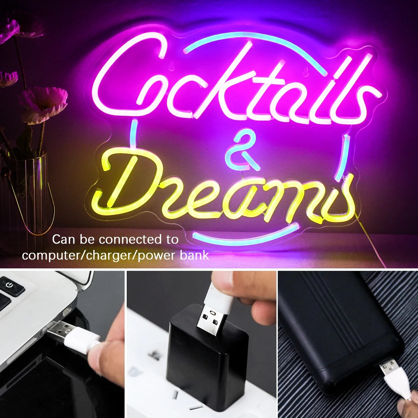 Cocktails & Dreams Neon Sign | Bar & Nightlife Collection