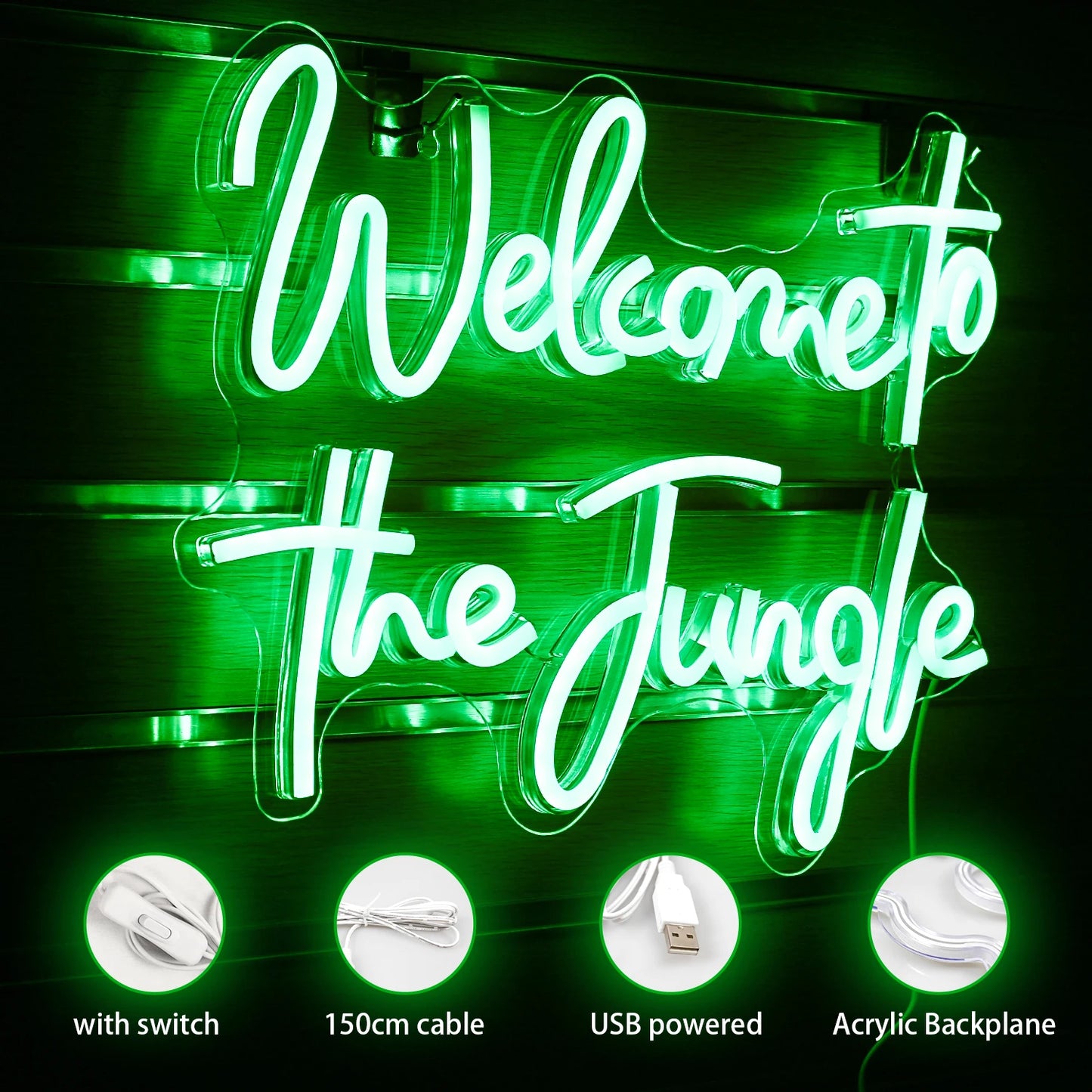 Neon Sign LED Light Welcome to the Jungle | Wall Art Signage Light