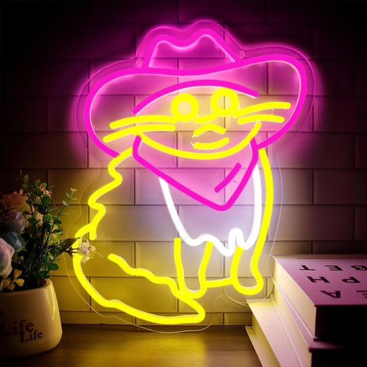 Cat with Cowboy Hat Neon Sign | Animal Collection