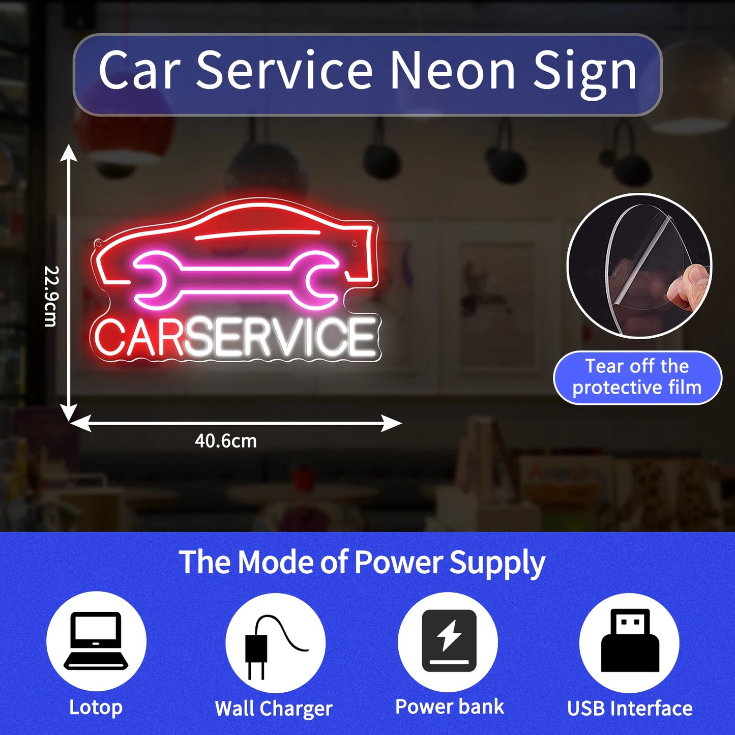 Car Service Neon Sign | Automotive Collection