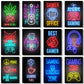 Neon Design Game Quotes Posters | Wall Art Canvas Painting Music Rock Pub
