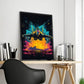 Pop Neon Video Game Character Poster | Gamepad Headphones Canvas Print Wall Art