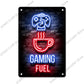 Neon Gaming Poster | Vintage Metal Tin Signs | Sleep Game Retro Metal Wall Art