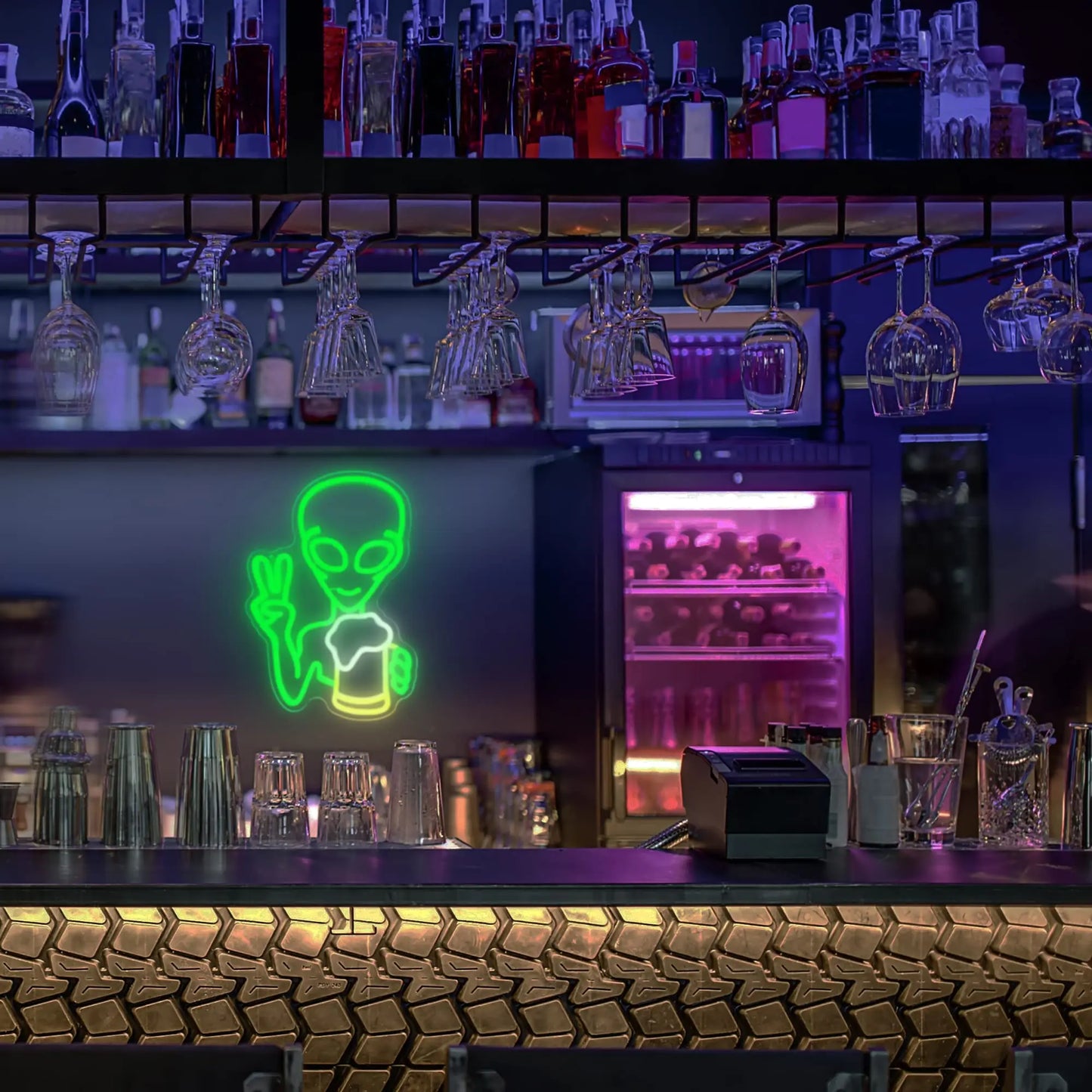 Alien Drinking Beer Neon Sign | Bar & Nightlife Collection